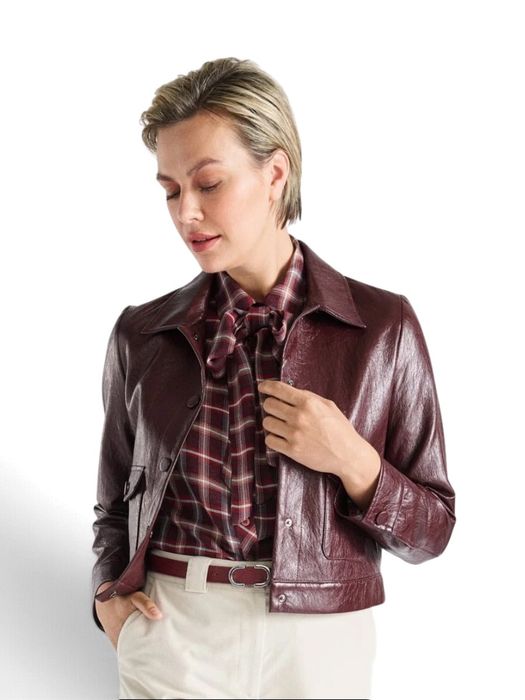 Bordeaux jas in lederlook Marie Mero