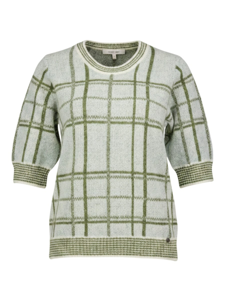 Groene alpaca trui met ruitenpatroon Marie Méro