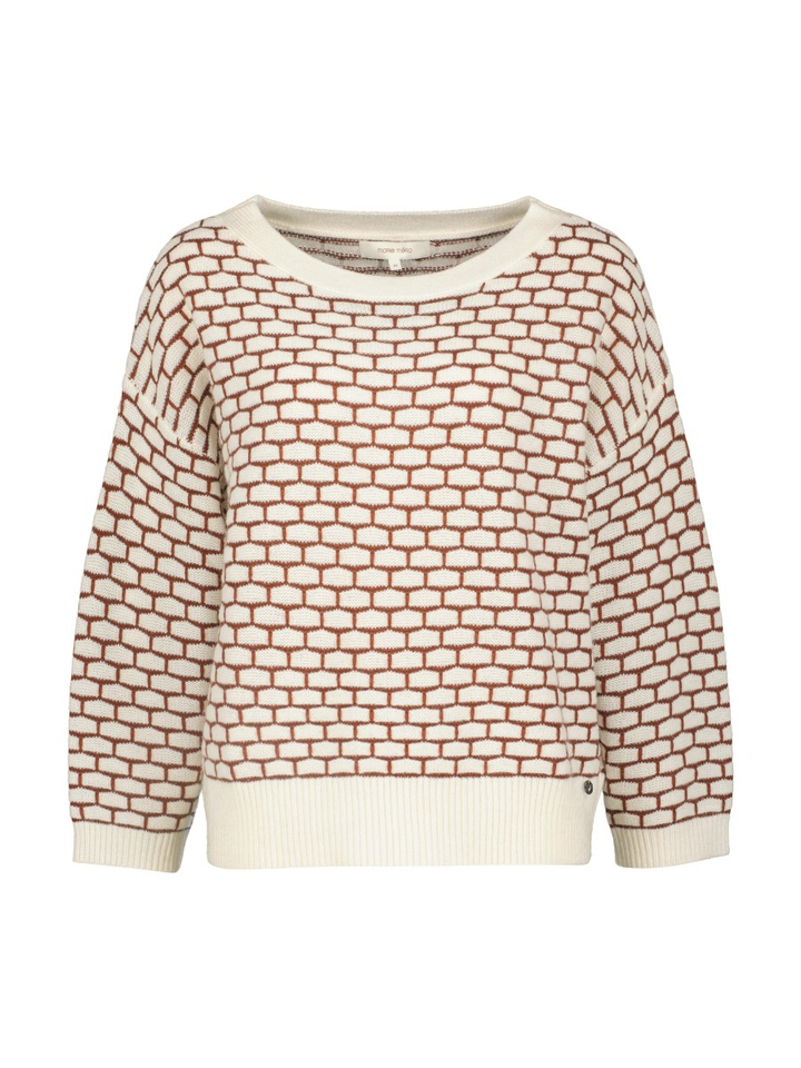 Witte gebreide trui met bruine print Marie Mero 
