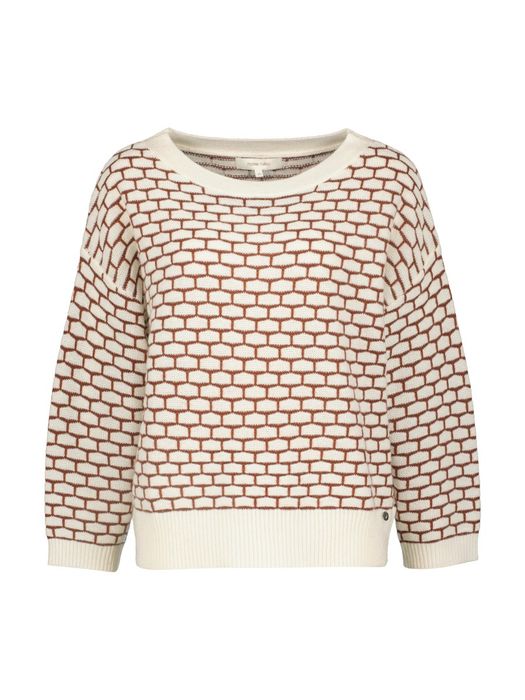 Witte gebreide trui met bruine print Marie Mero