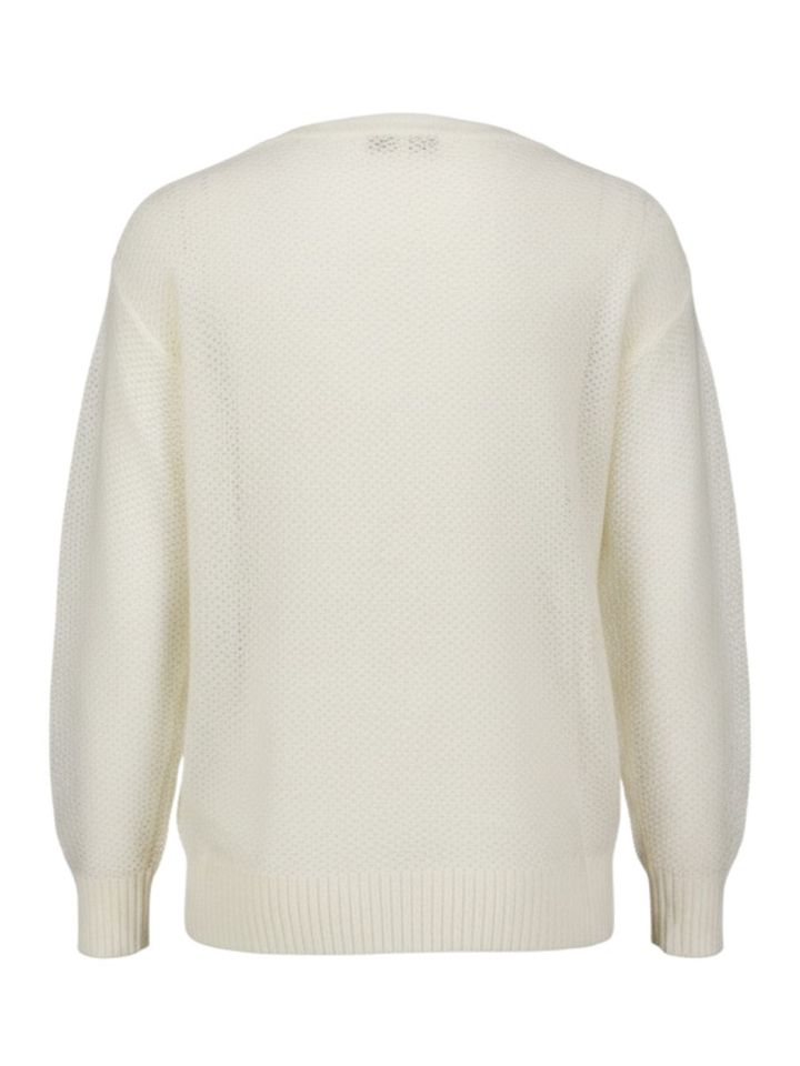 Ecru wol-alpaca trui met bloemenprint Marie Mero