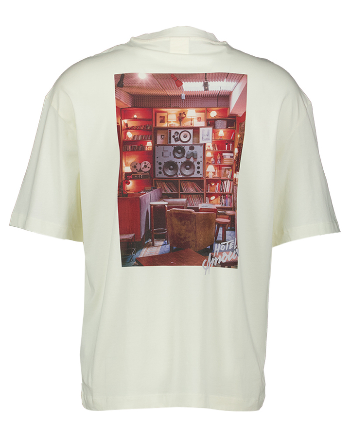 Ecrukleurige t-shirt met print op rugzijde Selected 