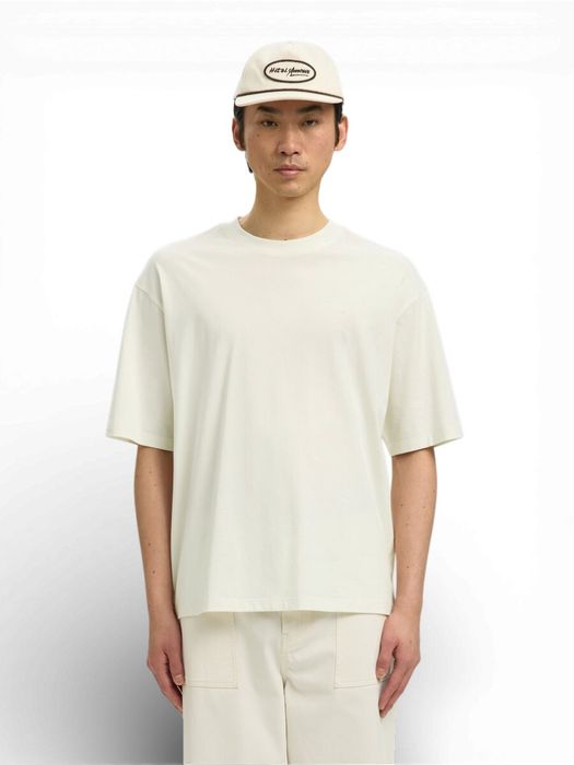 Ecrukleurige t-shirt met print op rugzijde Selected