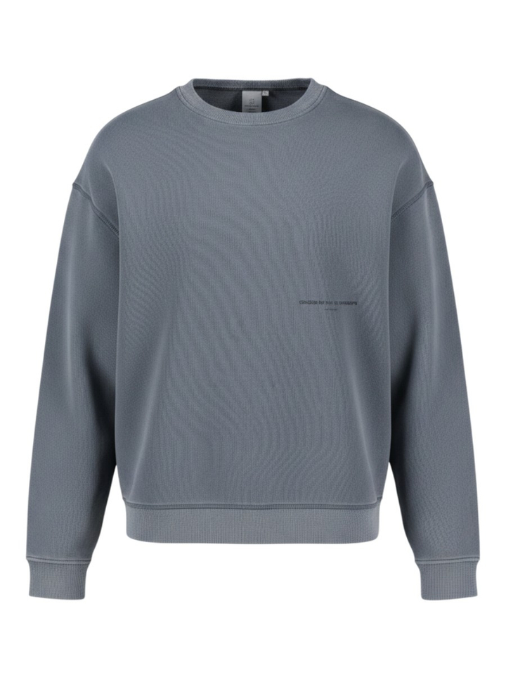 Blauwe dyed sweater loose fit met fijne tekst Torria Law Of The Sea