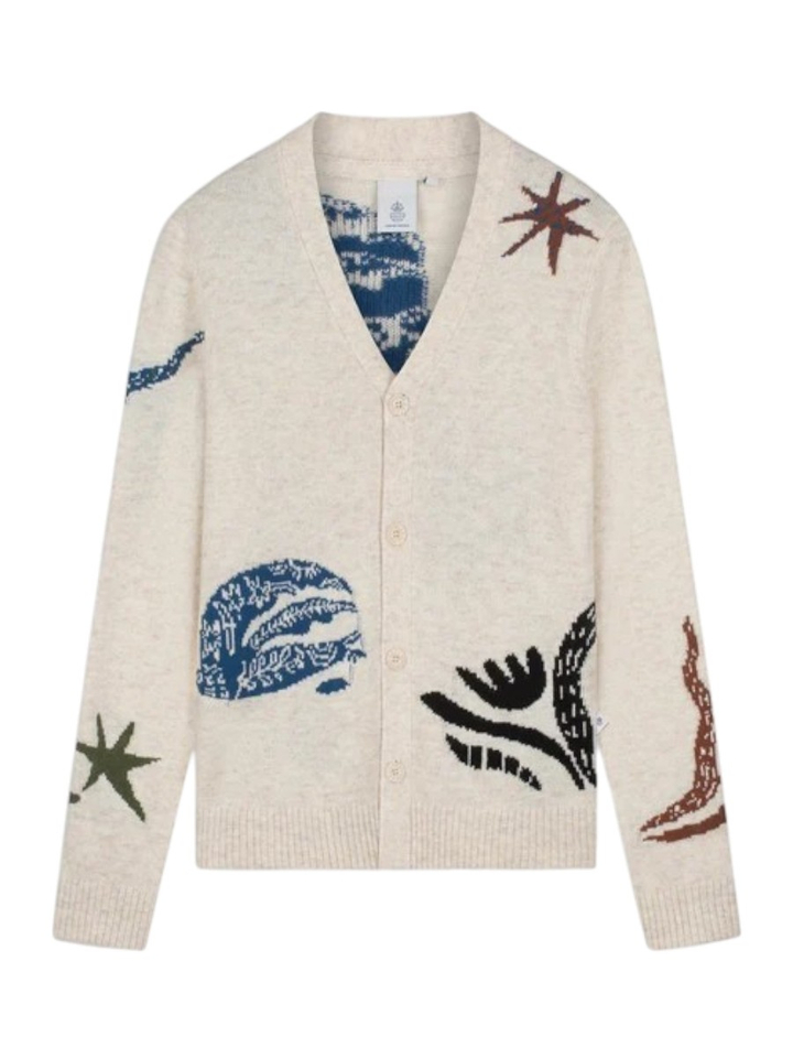 Beige cardigan met tekeningen Kuroshio Law Of The Sea