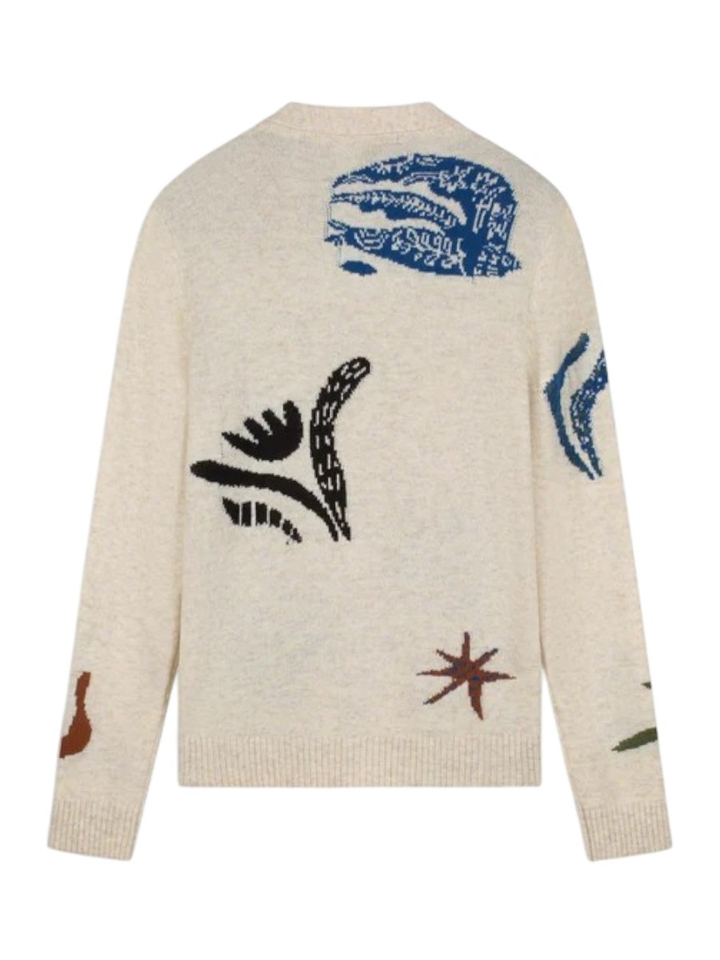 Beige cardigan met tekeningen Kuroshio Law Of The Sea