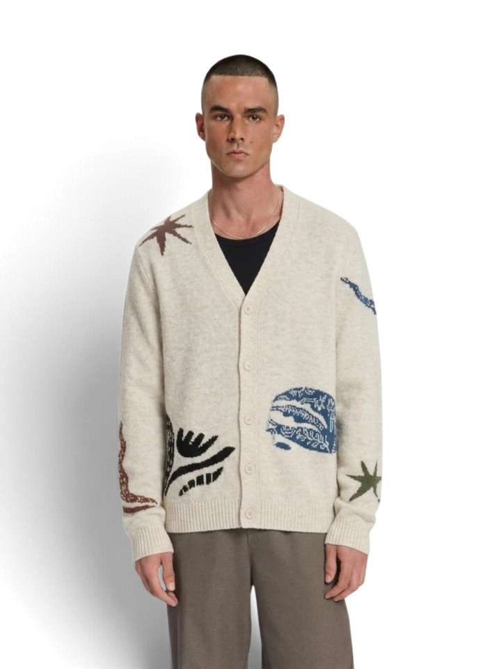 Beige cardigan met tekeningen Kuroshio Law Of The Sea