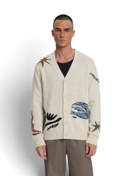 Beige cardigan met tekeningen Kuroshio Law Of The Sea