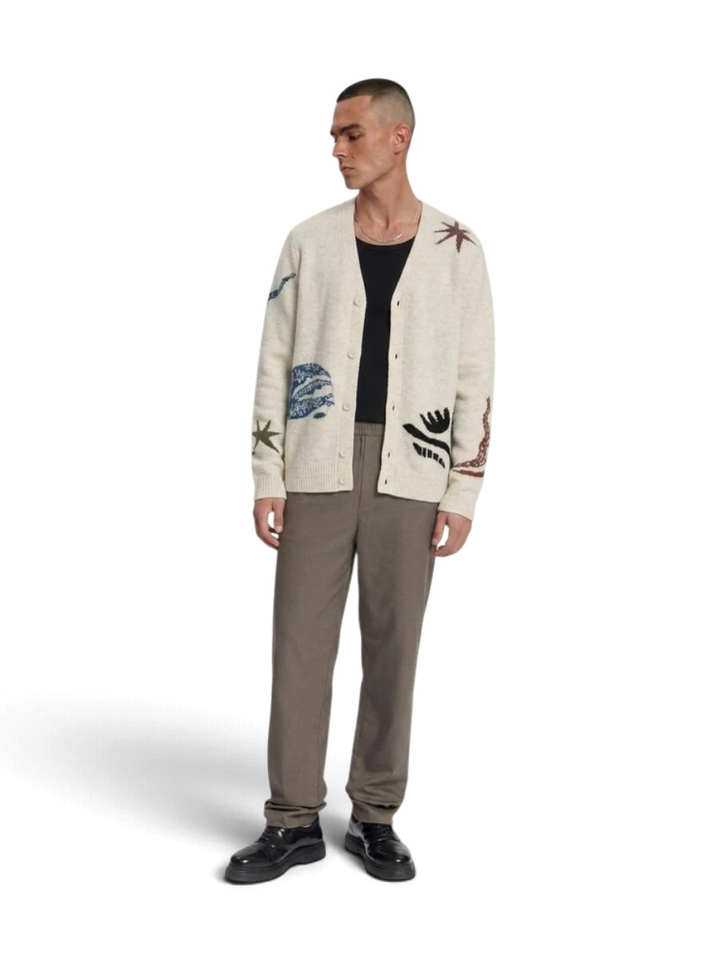 Beige cardigan met tekeningen Kuroshio Law Of The Sea