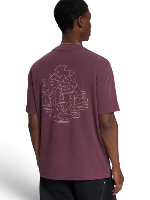 Navykleurige t-shirt met rugprint vapour Low Of The Sea