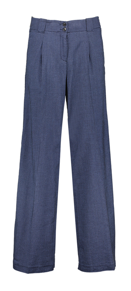 Donkerblauwe wijde broek met bandplooi Brax
