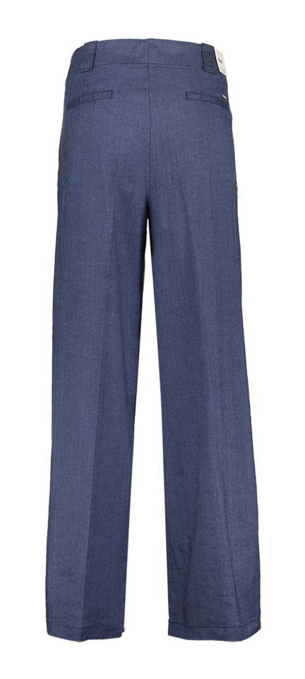 Donkerblauwe wijde broek met bandplooi Brax