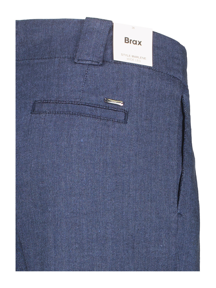 Donkerblauwe wijde broek met bandplooi Brax