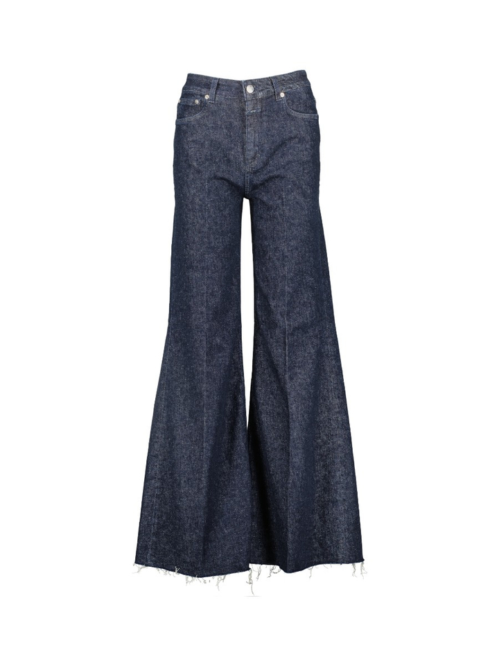 Donkerblauwe wide leg jeans met hoge taille Glow Up Closed