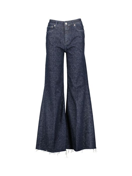 Donkerblauwe wide leg jeans met hoge taille Glow Up Closed