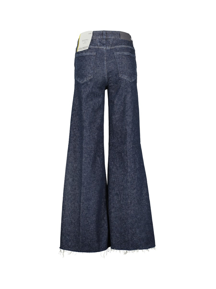 Donkerblauwe wide leg jeans met hoge taille Glow Up Closed