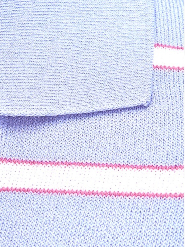 Blauwe gestreepte polo met V-hals Riani