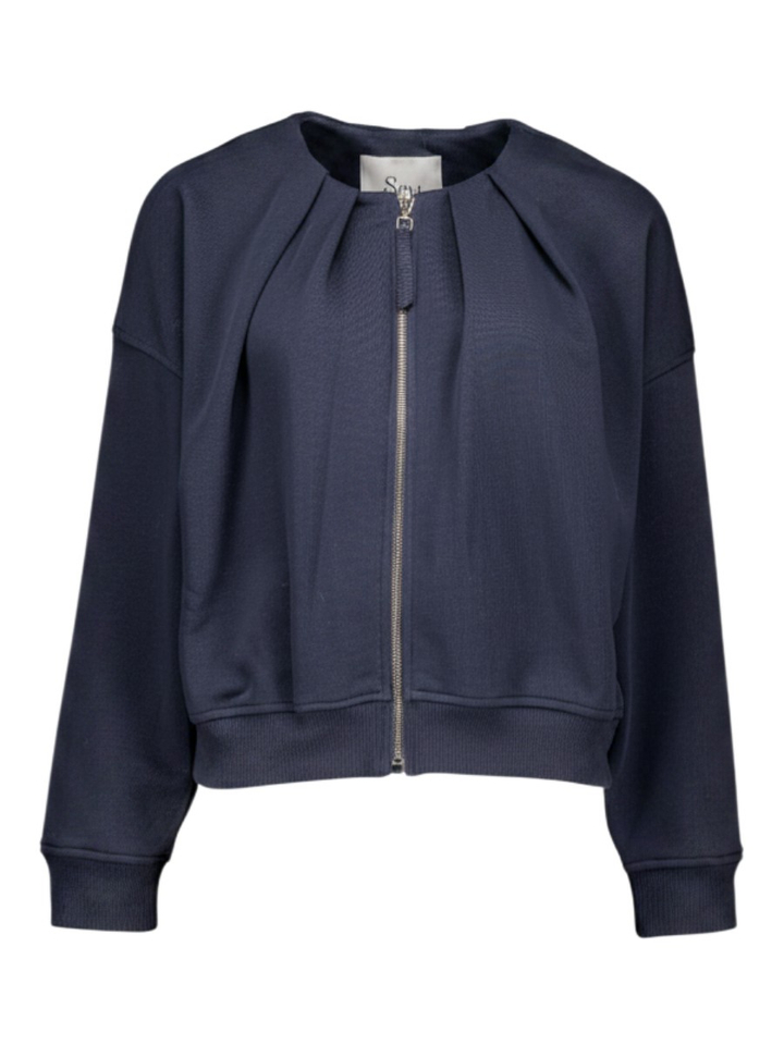 Donkerblauwe gilet met plooi 8PM