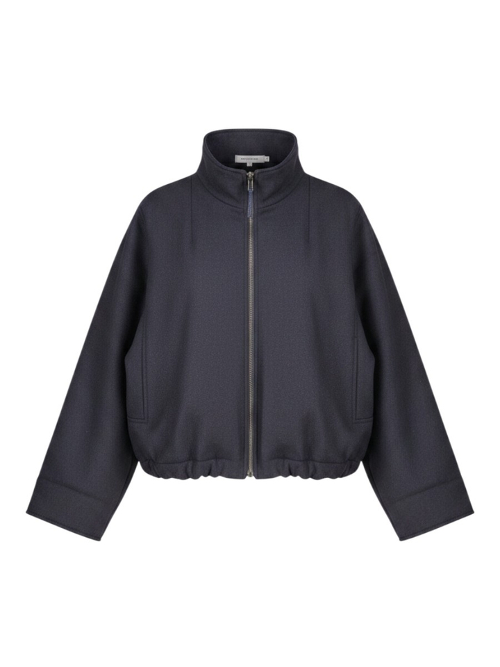 Donkerblauwe wollen bomber jacket 8PM