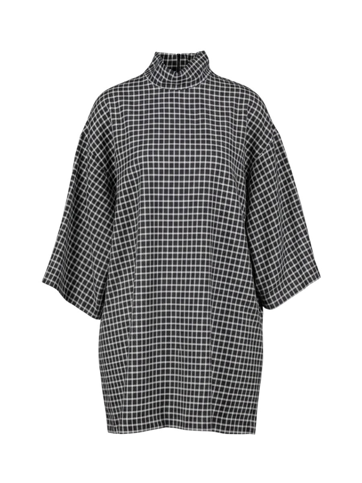 Blauw geruiten casual kleed 8PM
