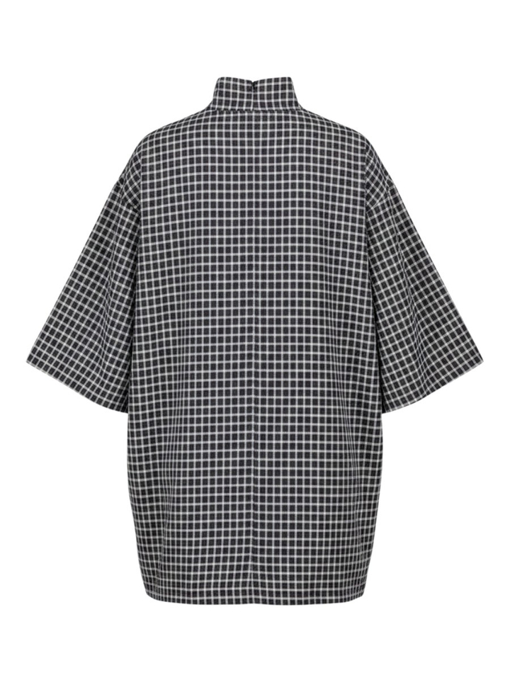Blauw geruiten casual kleed 8PM