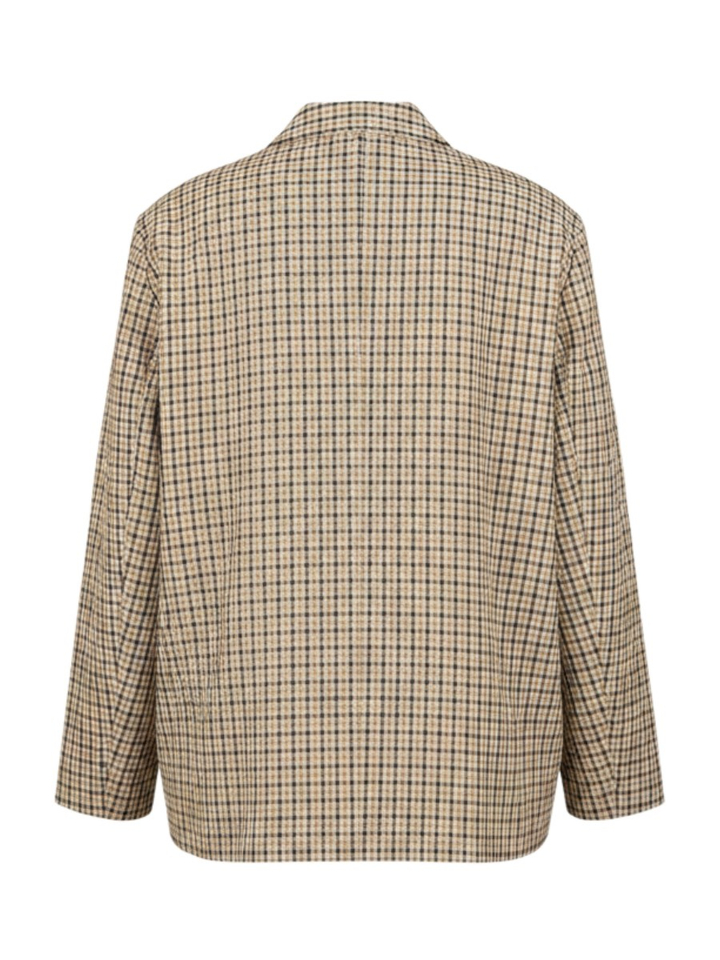Beige oversized blazer in ruit motief 8PM
