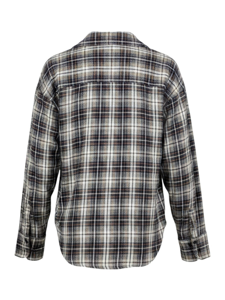 Blauwe geruiten wikkelblouse 8PM