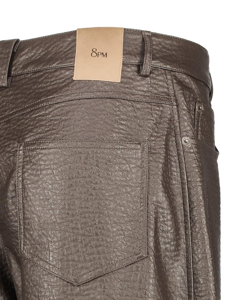 Bruine lederlook broek 8PM