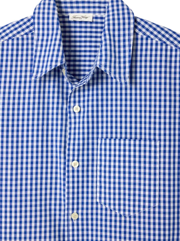 Blauwe geruite blouse American Vintage 