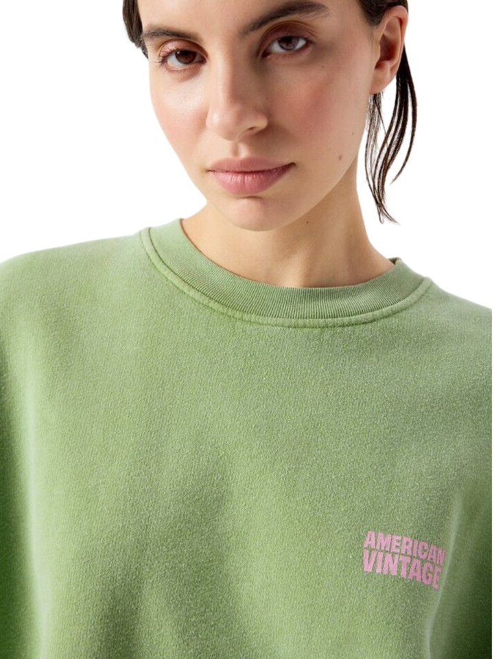 Groene sweater met ronde hals American Vintage