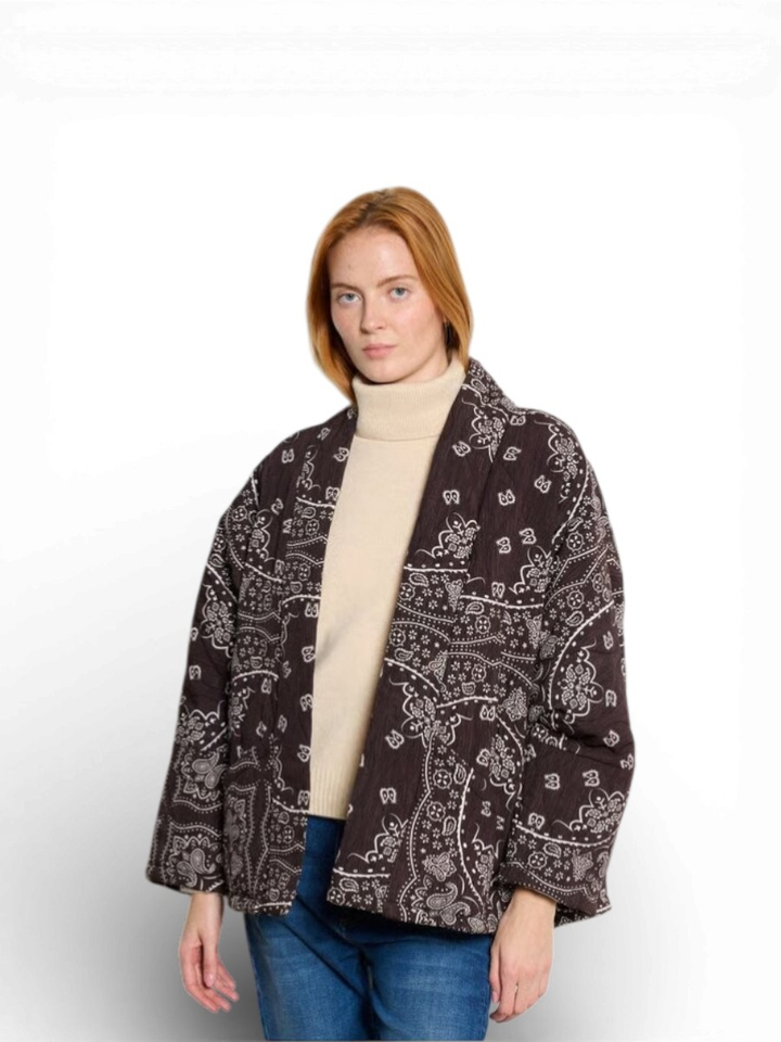 Blauwe sjaalkraagjas Chicago Aokyanos