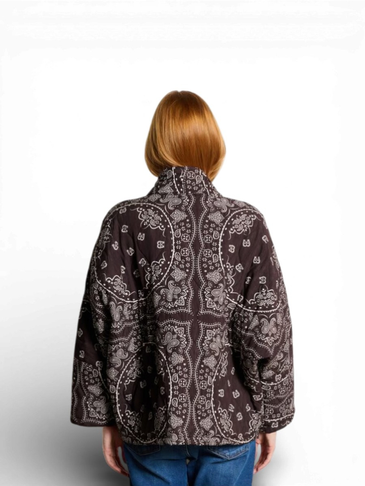 Blauwe sjaalkraagjas Chicago Aokyanos