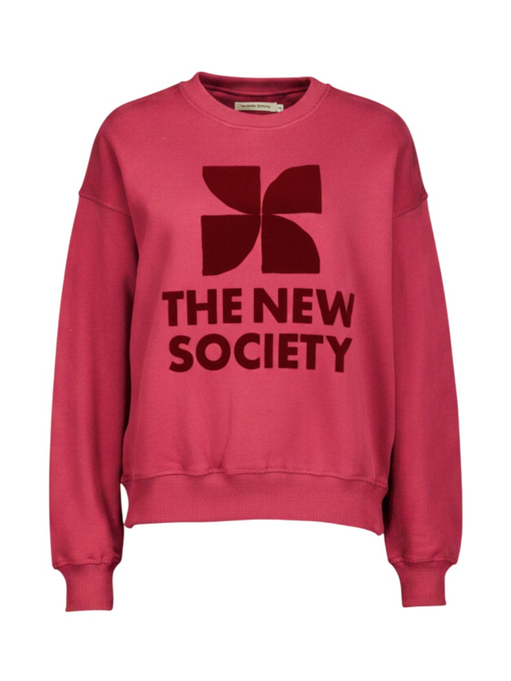 Rode sweater met opdruk The New Society
