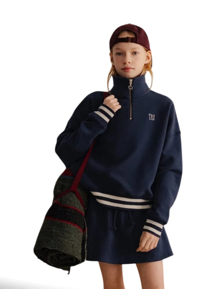 Blauwe sweater met rits Mochi The New Society