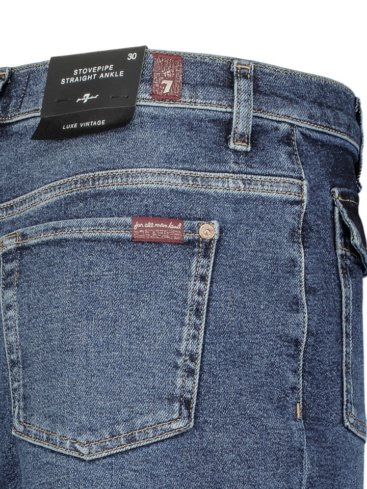 Blauwe straight fit ankle fit jeans For All Mankind 