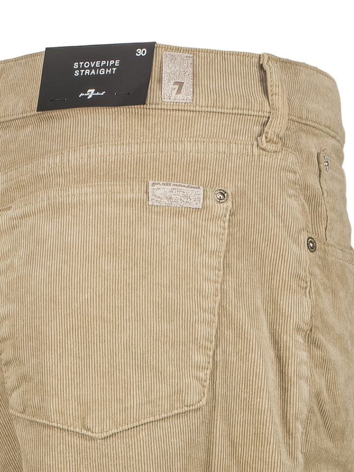 Beige straight fit broek in ribfluweel Stoverpipe Straight