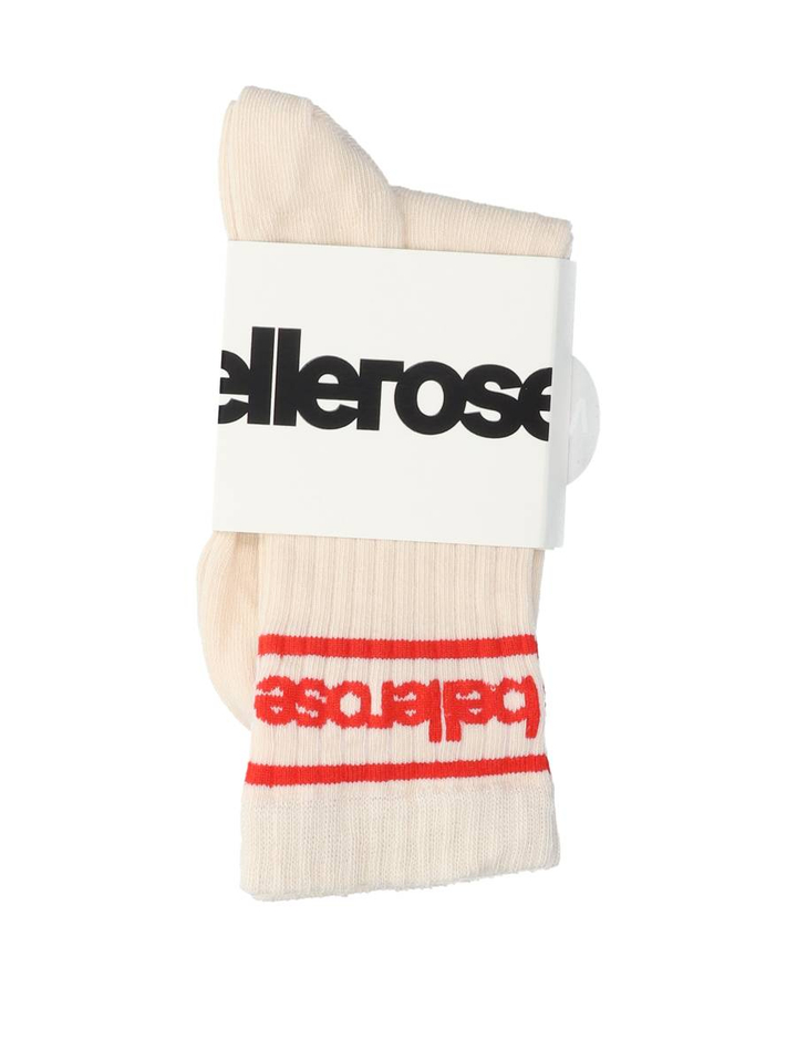 Beige kousen met rood detail Bellerose 