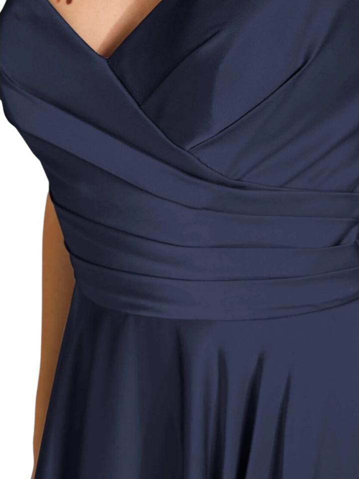 Blauwe feestkleed met plooidetail Swing