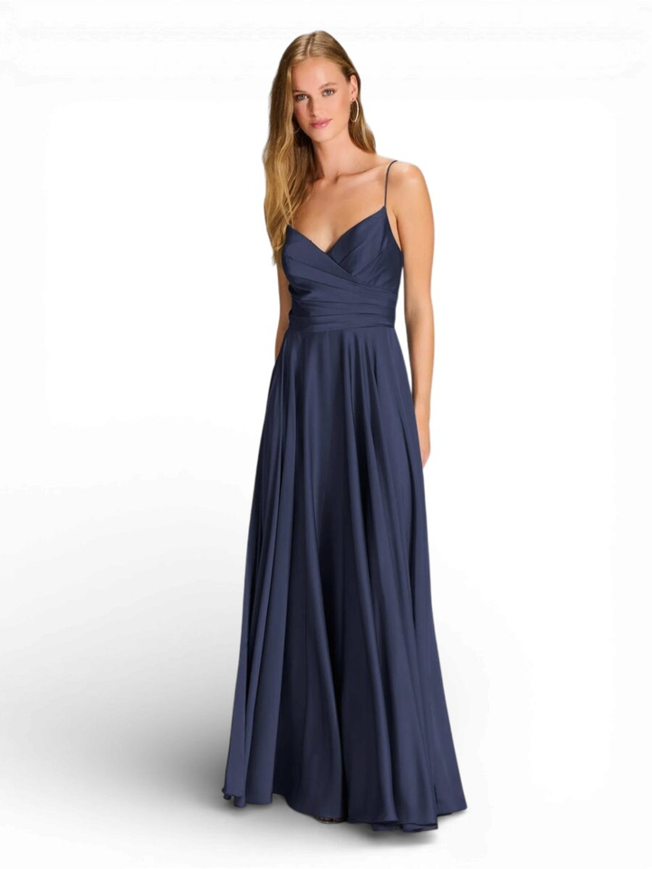 Blauwe feestkleed met plooidetail Swing