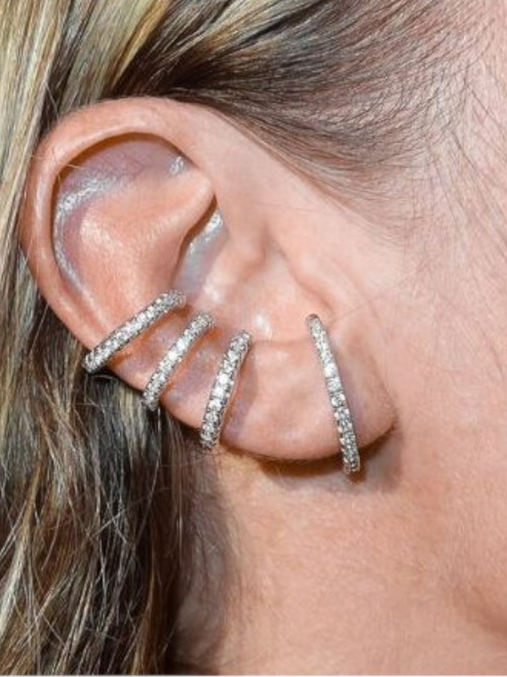 Zilver oorbellen classic diamond earcuff Billion Avenue