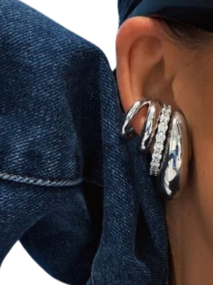 Zilver oorbellen double Kos earcuff Billion Avenue 