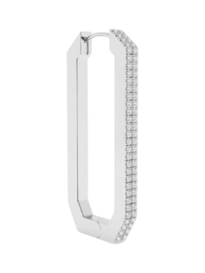 Zilver oorbellen long diamond Billion Avenue