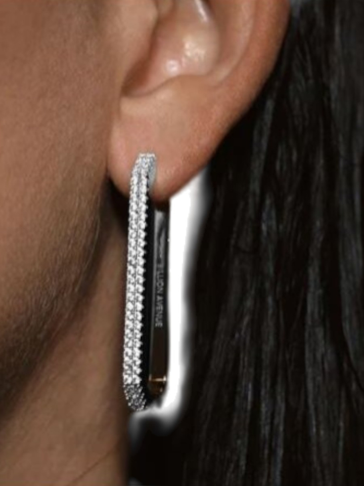 Zilver oorbellen Octa max short diamond Billion Avenue