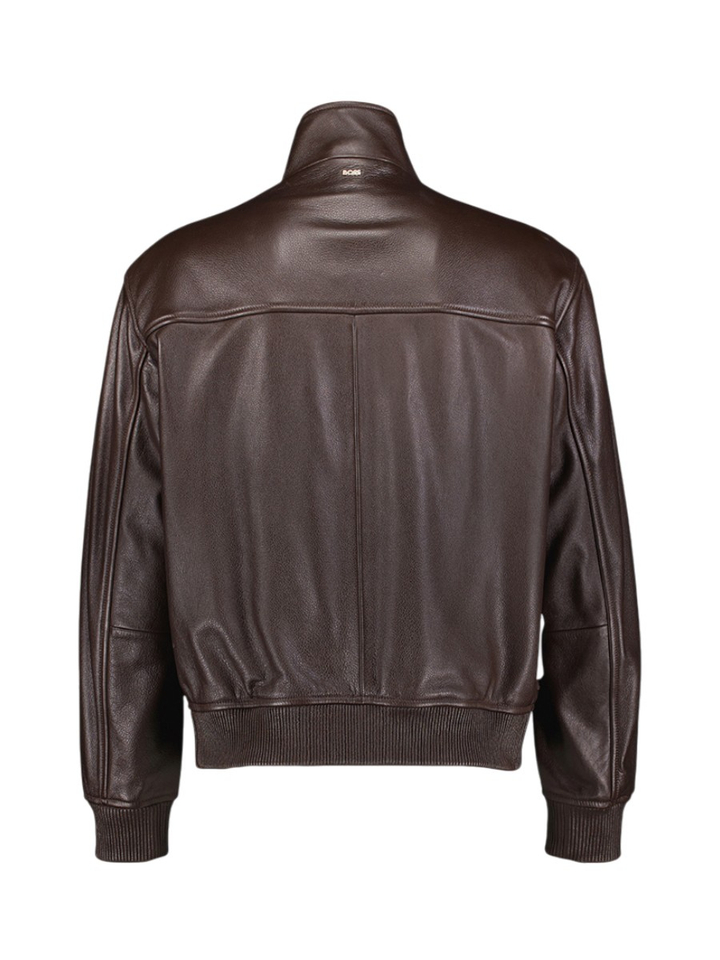 Bruine lederen jas Hugo Boss 