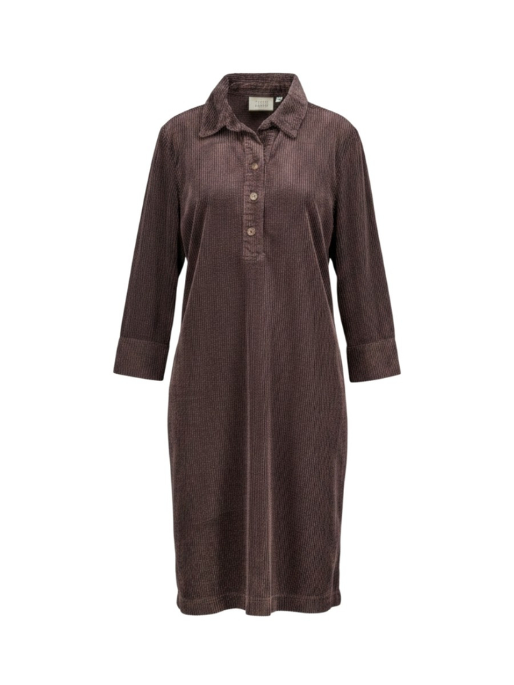 Donkerbruin ribfluwelen kleed Signe Nature