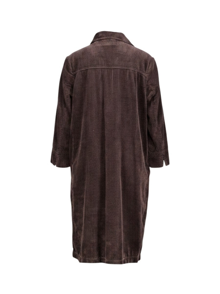 Donkerbruin ribfluwelen kleed Signe Nature