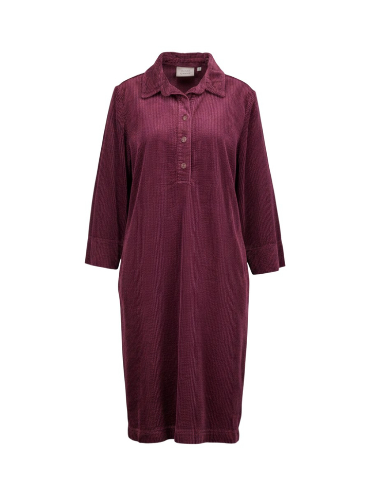 Bordeaux ribfluwelen kleed Signe Nature