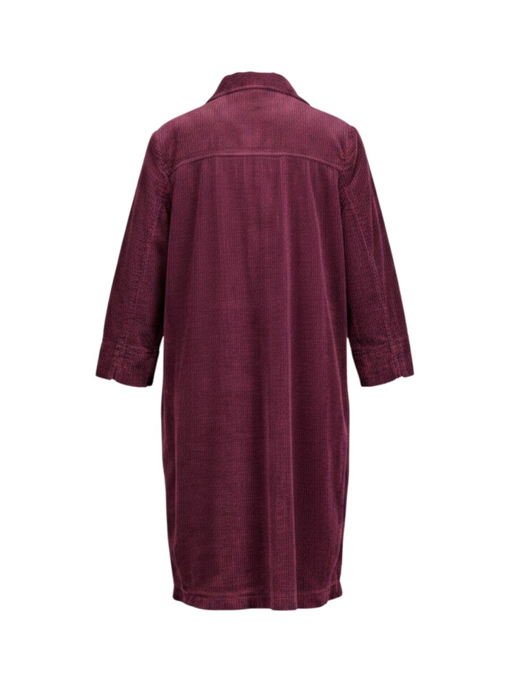Bordeaux ribfluwelen kleed Signe Nature