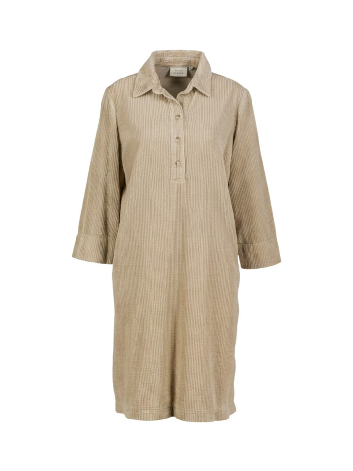 Beige ribfluwelen kleed Sign Nature