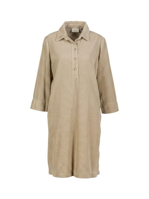 Beige ribfluwelen kleed Sign Nature